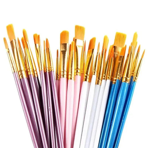 10-Pieces: Artist Paintbrush Nylon Round Pointed Flat Head Set by DailySale