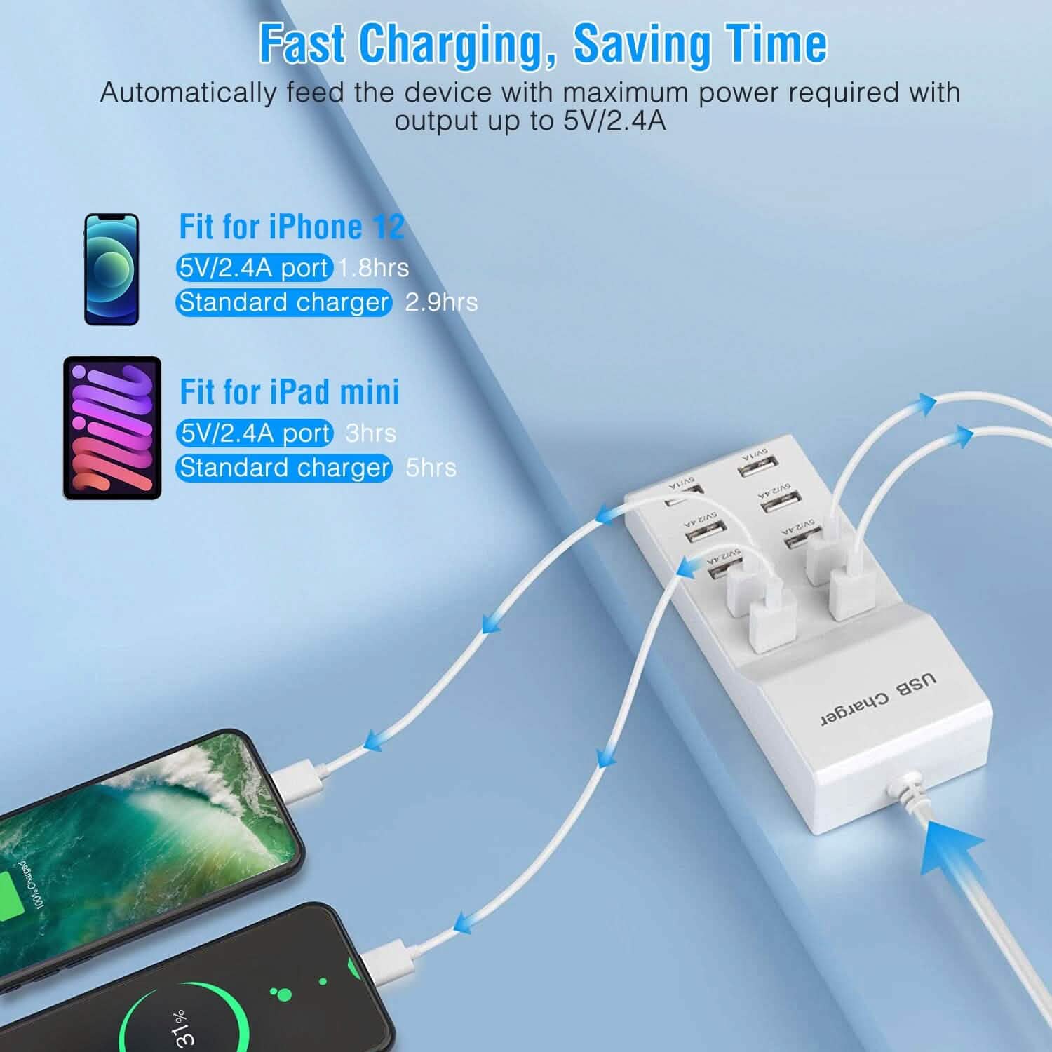 10-Ports 50W USB Wall Fast Charging Power Adapter by DailySale