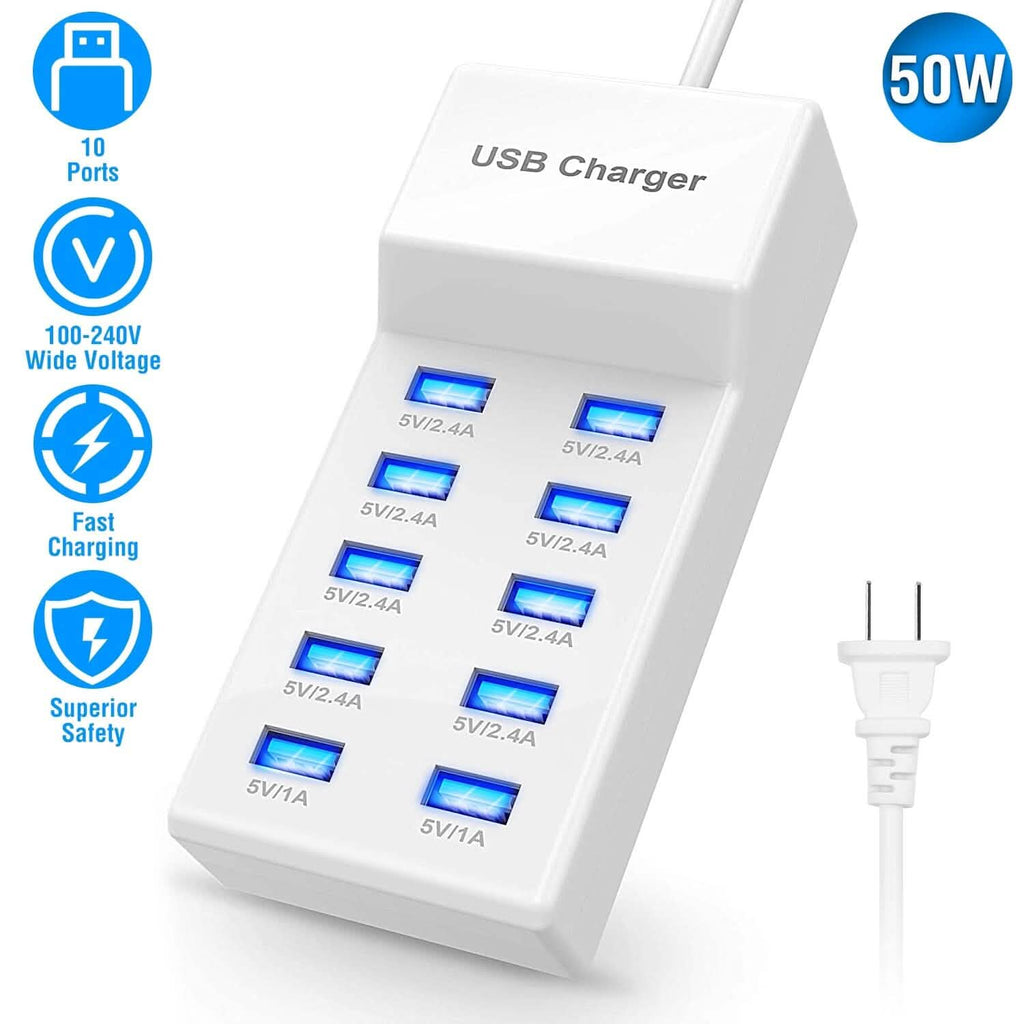 10-Ports 50W USB Wall Fast Charging Power Adapter by DailySale