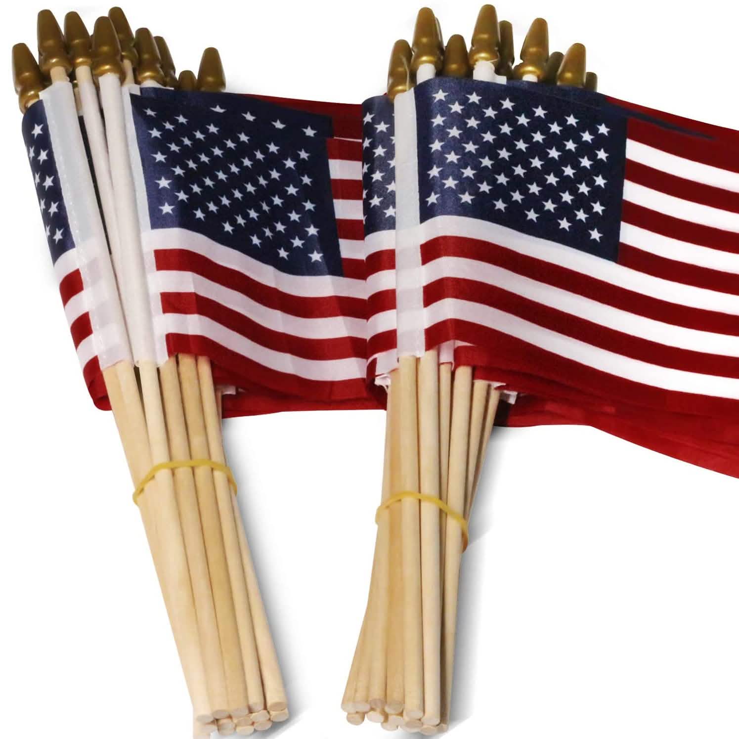100-Pack: USA 4x6 in Wooden Stick Flag by DailySale
