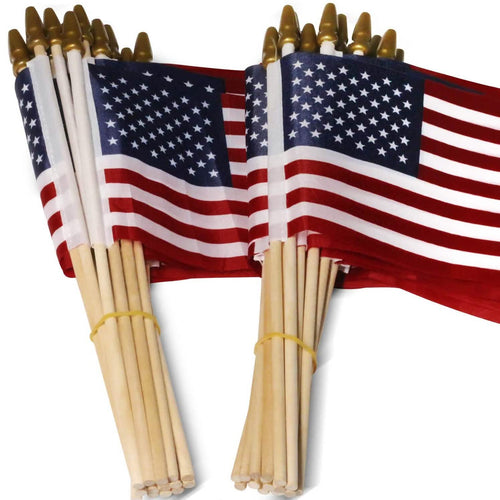 100-Pack: USA 4x6 in Wooden Stick Flag by DailySale