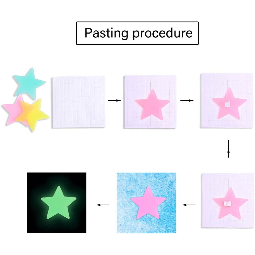 100-Pieces: Colorful Luminous Stars Plastic Wall Sticker by DailySale