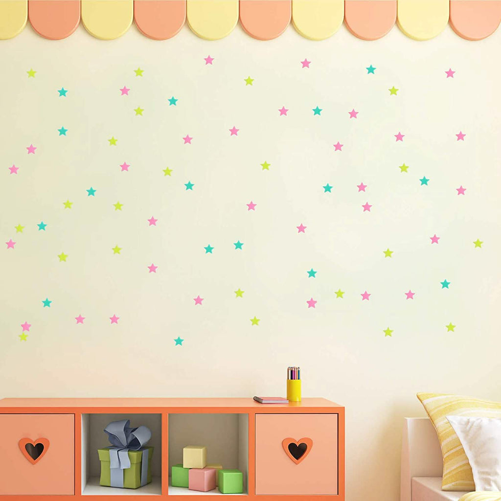 100-Pieces: Colorful Luminous Stars Plastic Wall Sticker by DailySale