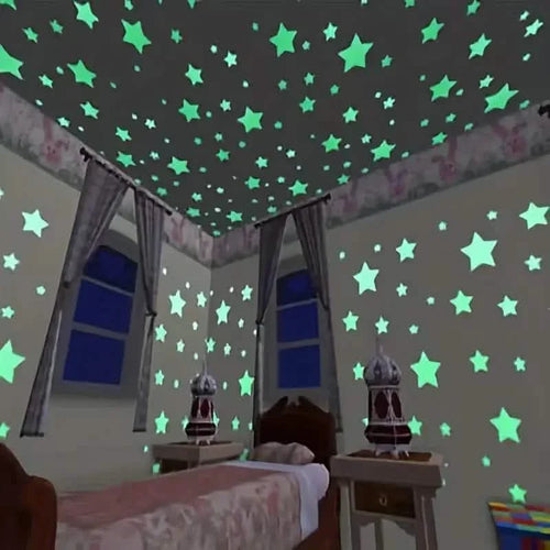 100-Pieces: Luminous Glow in the Dark Star Wall Stickers by DailySale