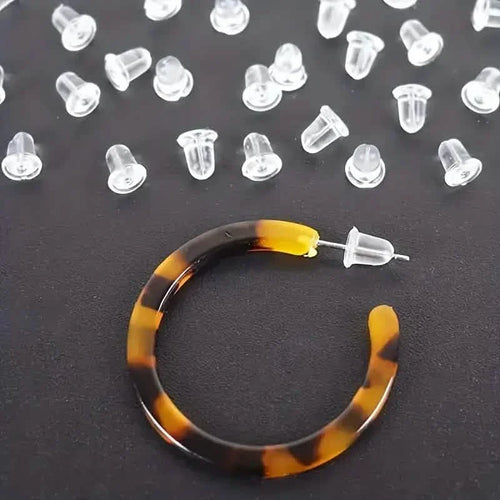 100-Pieces: Transparent Plastic Ear Clog Ear Stud Earring Pin Backs Ear Plug by DailySale
