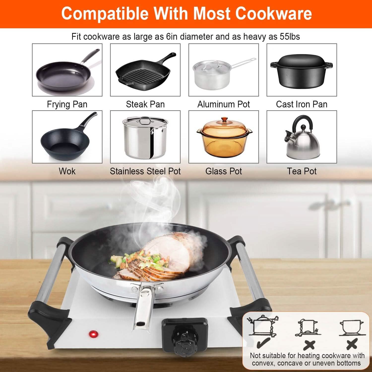 1000W Electric Burner Portable Coil Heating Hot Plate Stove Countertop by DailySale