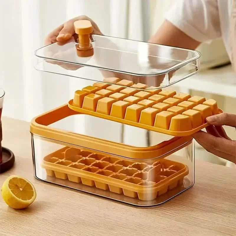 101oz. Ice Cube Tray Set - 64 Pcs Silicone Ice Cube Tray With Lid & Bin by DailySale