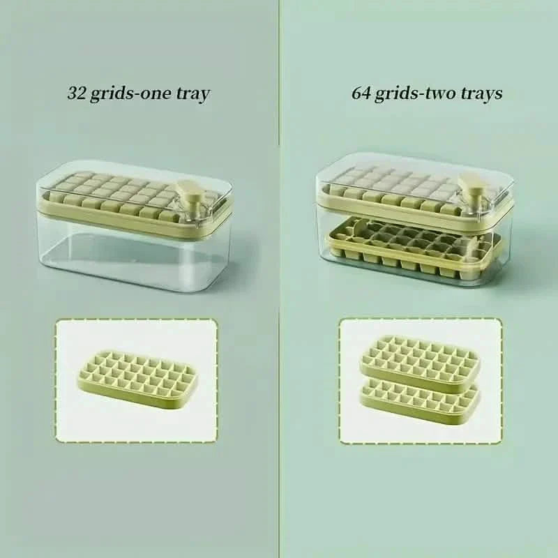 101oz. Ice Cube Tray Set - 64 Pcs Silicone Ice Cube Tray With Lid & Bin by DailySale