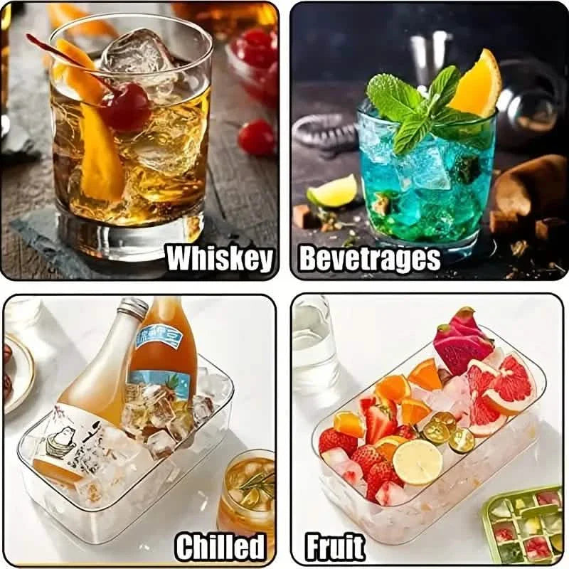 101oz. Ice Cube Tray Set - 64 Pcs Silicone Ice Cube Tray With Lid & Bin by DailySale
