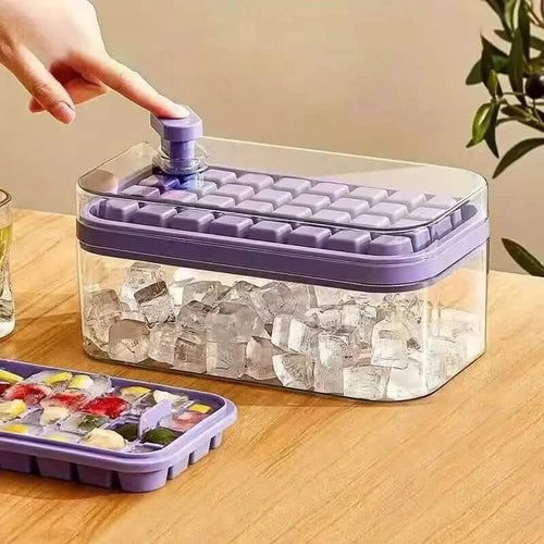 101oz. Ice Cube Tray Set - 64 Pcs Silicone Ice Cube Tray With Lid & Bin by DailySale