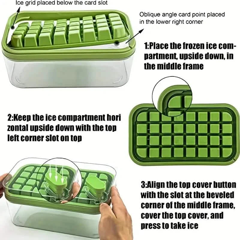 101oz. Ice Cube Tray Set - 64 Pcs Silicone Ice Cube Tray With Lid & Bin by DailySale