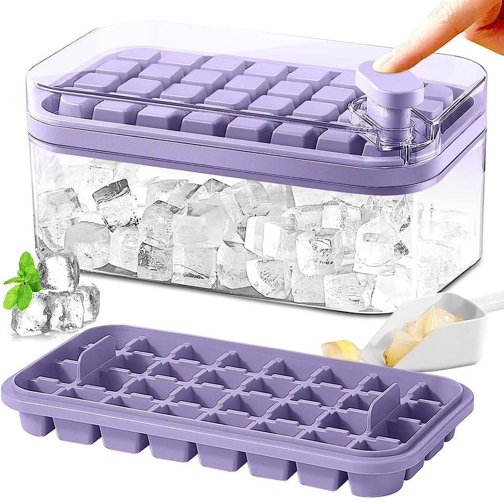 101oz. Ice Cube Tray Set - 64 Pcs Silicone Ice Cube Tray With Lid & Bin by DailySale