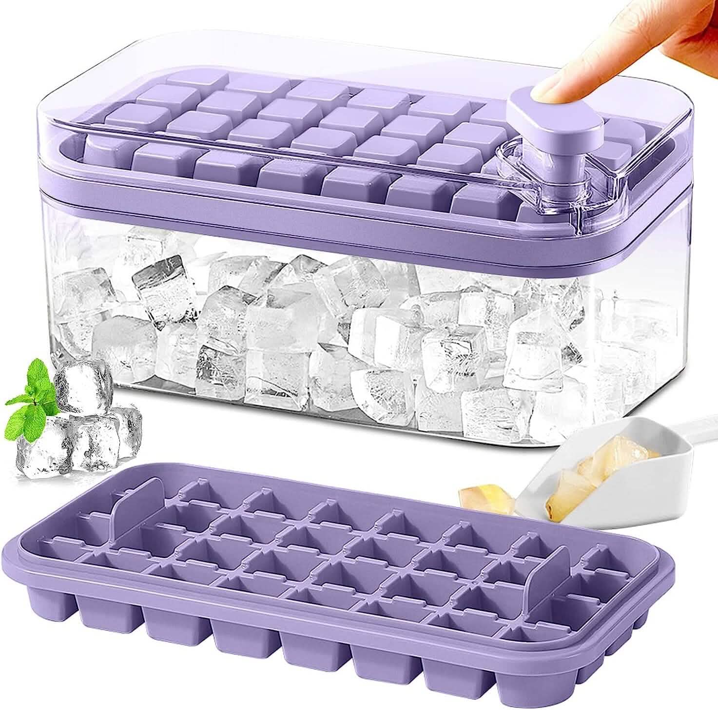 101oz. Ice Cube Tray Set - 64 Pcs Silicone Ice Cube Tray With Lid & Bin by DailySale