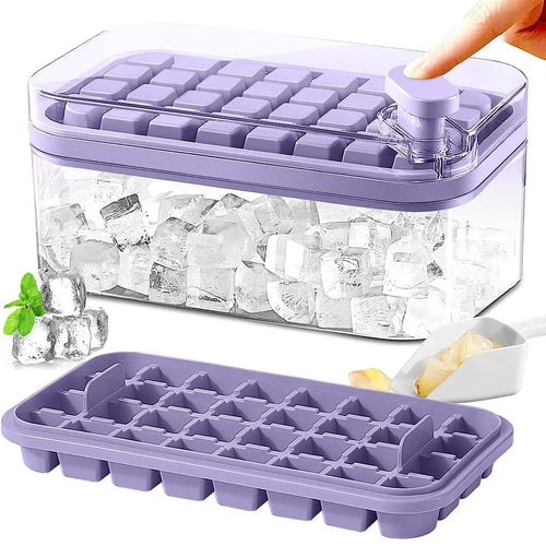 101oz. Ice Cube Tray Set - 64 Pcs Silicone Ice Cube Tray With Lid & Bin by DailySale