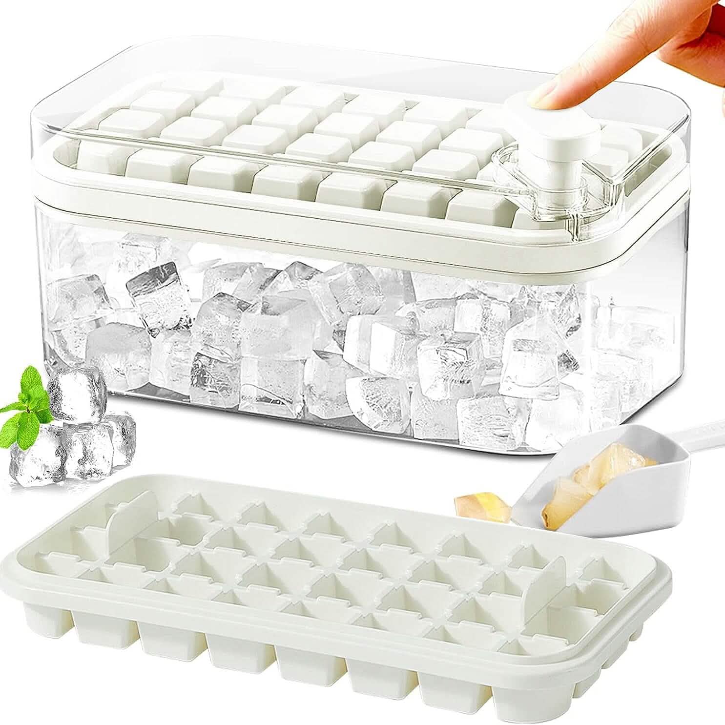 101oz. Ice Cube Tray Set - 64 Pcs Silicone Ice Cube Tray With Lid & Bin by DailySale