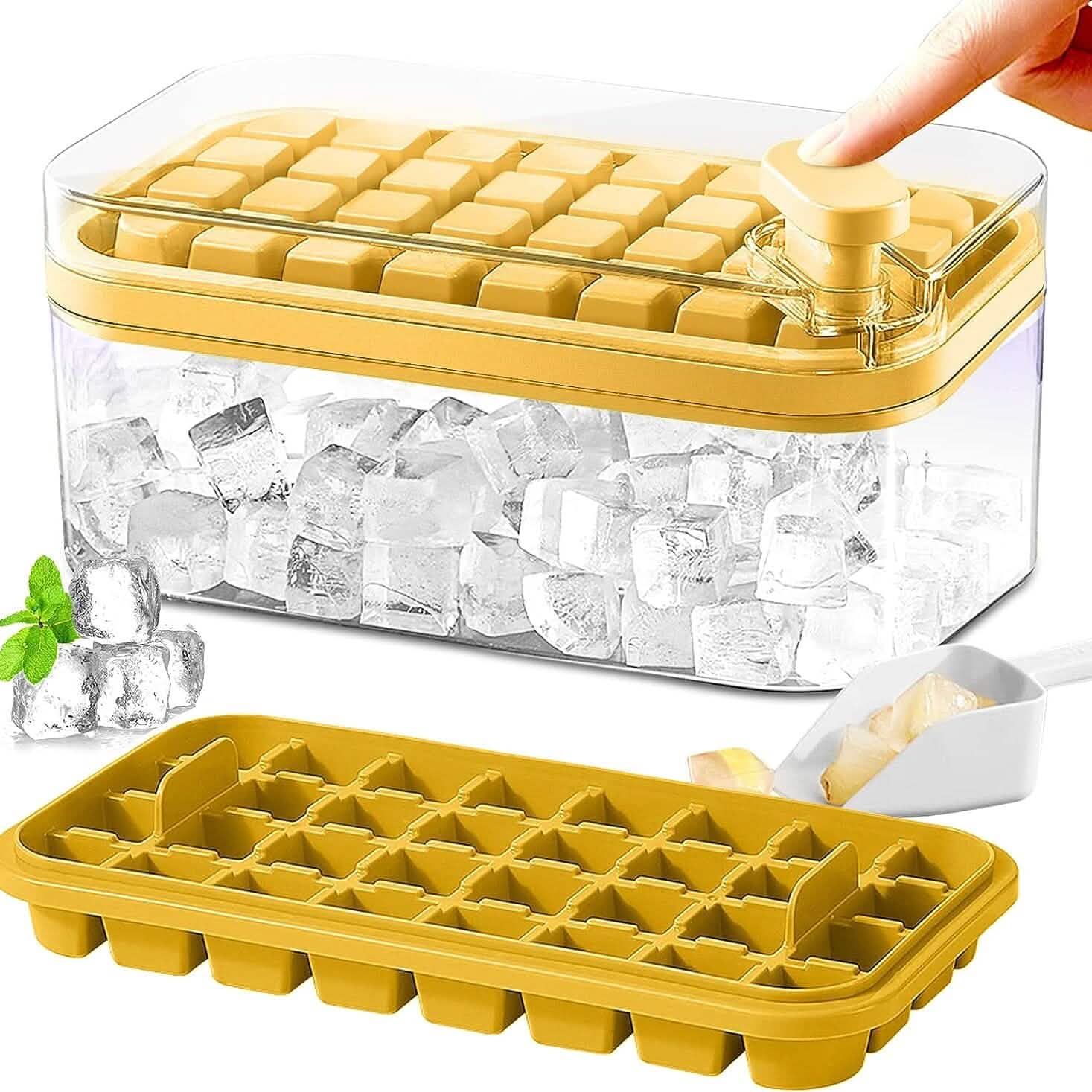 101oz. Ice Cube Tray Set - 64 Pcs Silicone Ice Cube Tray With Lid & Bin by DailySale