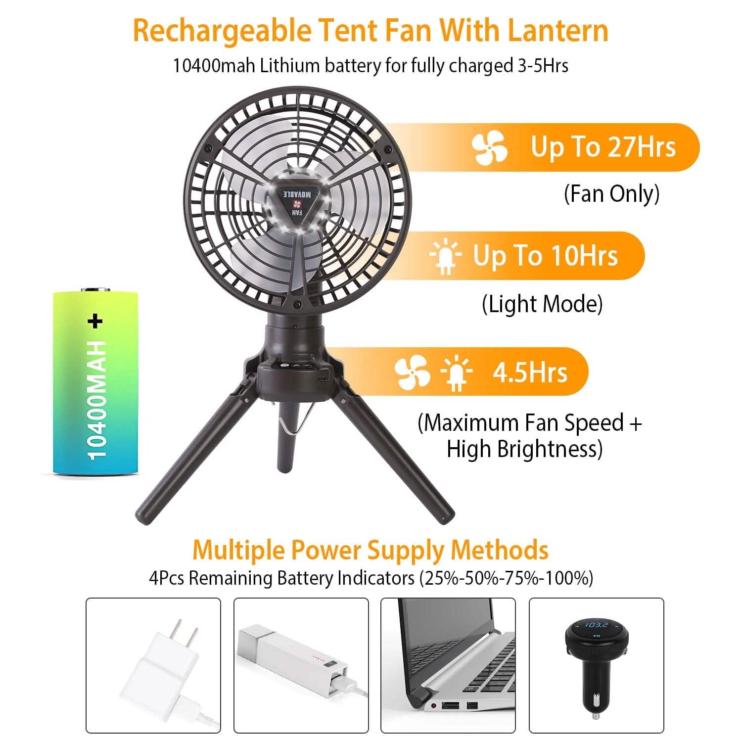 10400 mAh Portable Camping Fan by DailySale