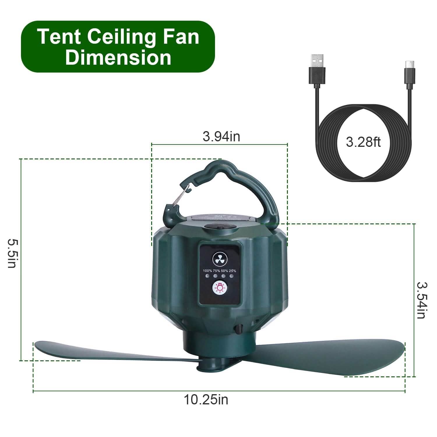 10400mAh USB Battery Powered Hanging Tent Lantern Fan Power Bank by DailySale