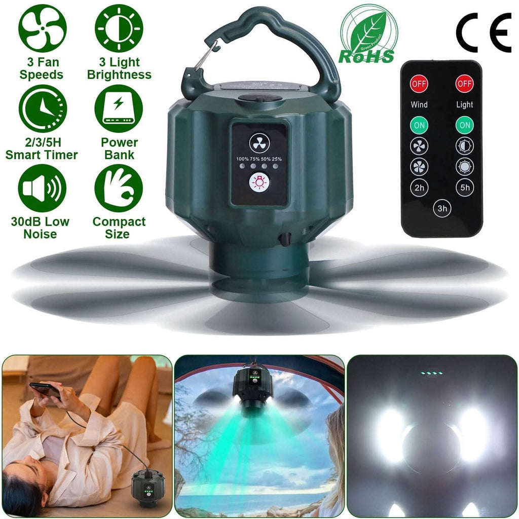 10400mAh USB Battery Powered Hanging Tent Lantern Fan Power Bank by DailySale