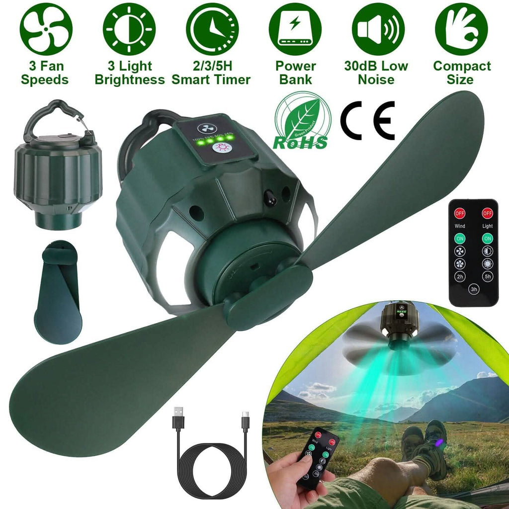 10400mAh USB Battery Powered Hanging Tent Lantern Fan Power Bank by DailySale