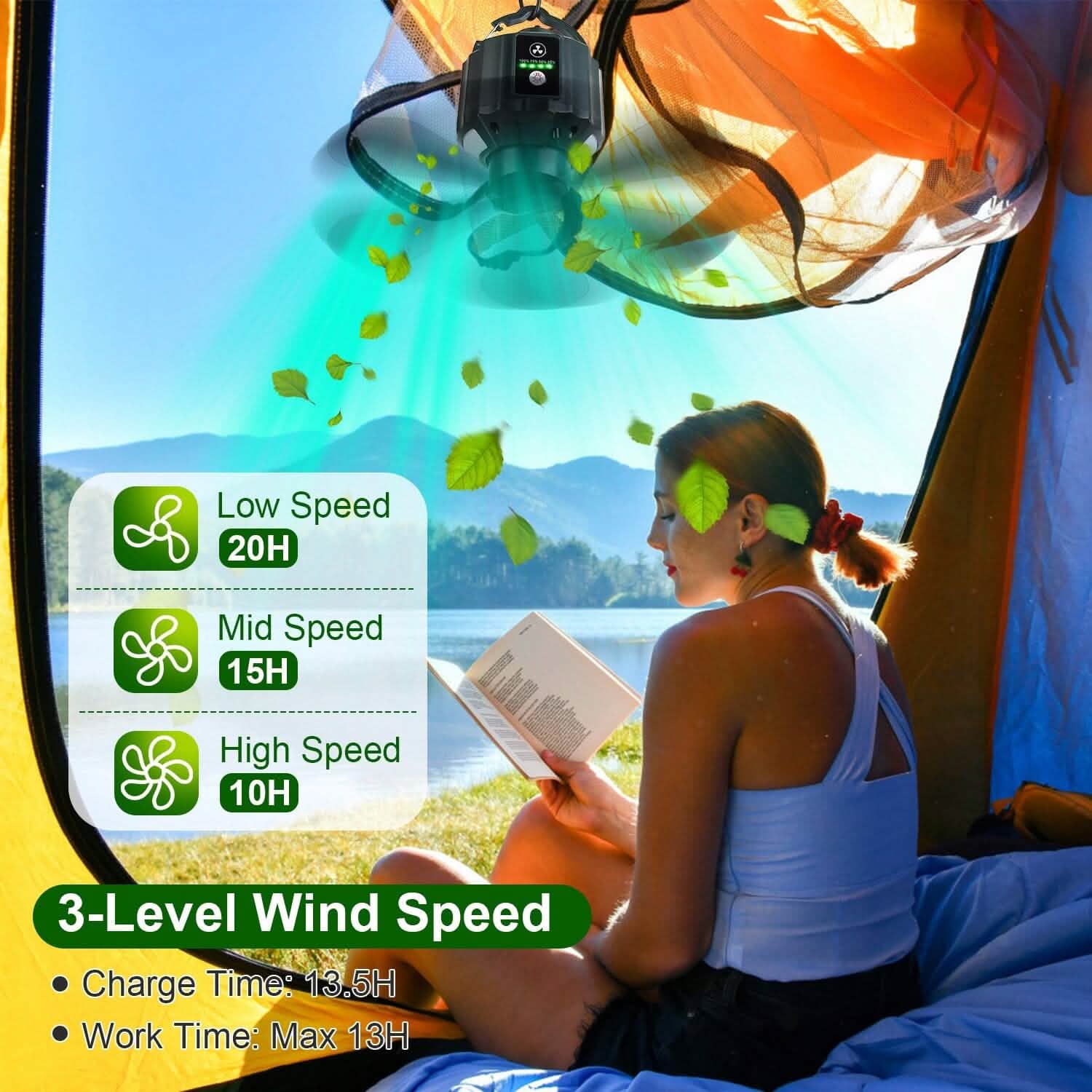 10400mAh USB Battery Powered Hanging Tent Lantern Fan Power Bank by DailySale
