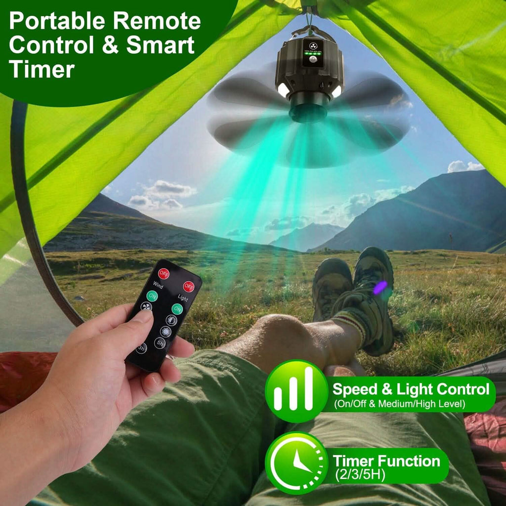 10400mAh USB Battery Powered Hanging Tent Lantern Fan Power Bank by DailySale