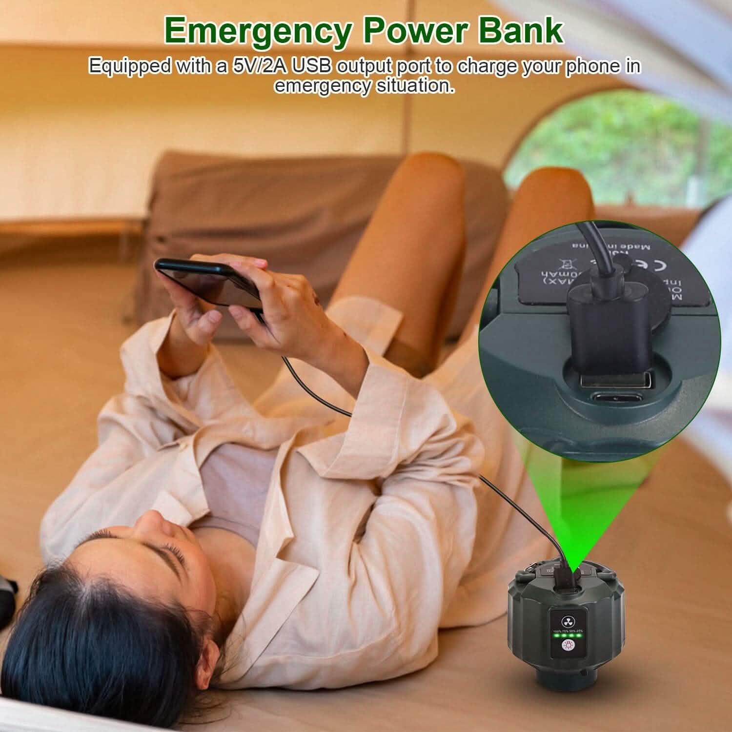 10400mAh USB Battery Powered Hanging Tent Lantern Fan Power Bank by DailySale