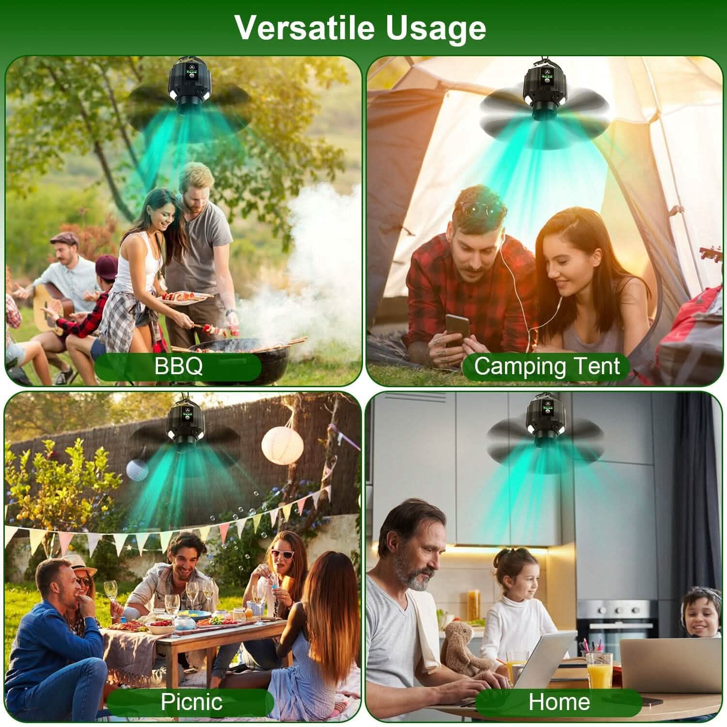 10400mAh USB Battery Powered Hanging Tent Lantern Fan Power Bank by DailySale