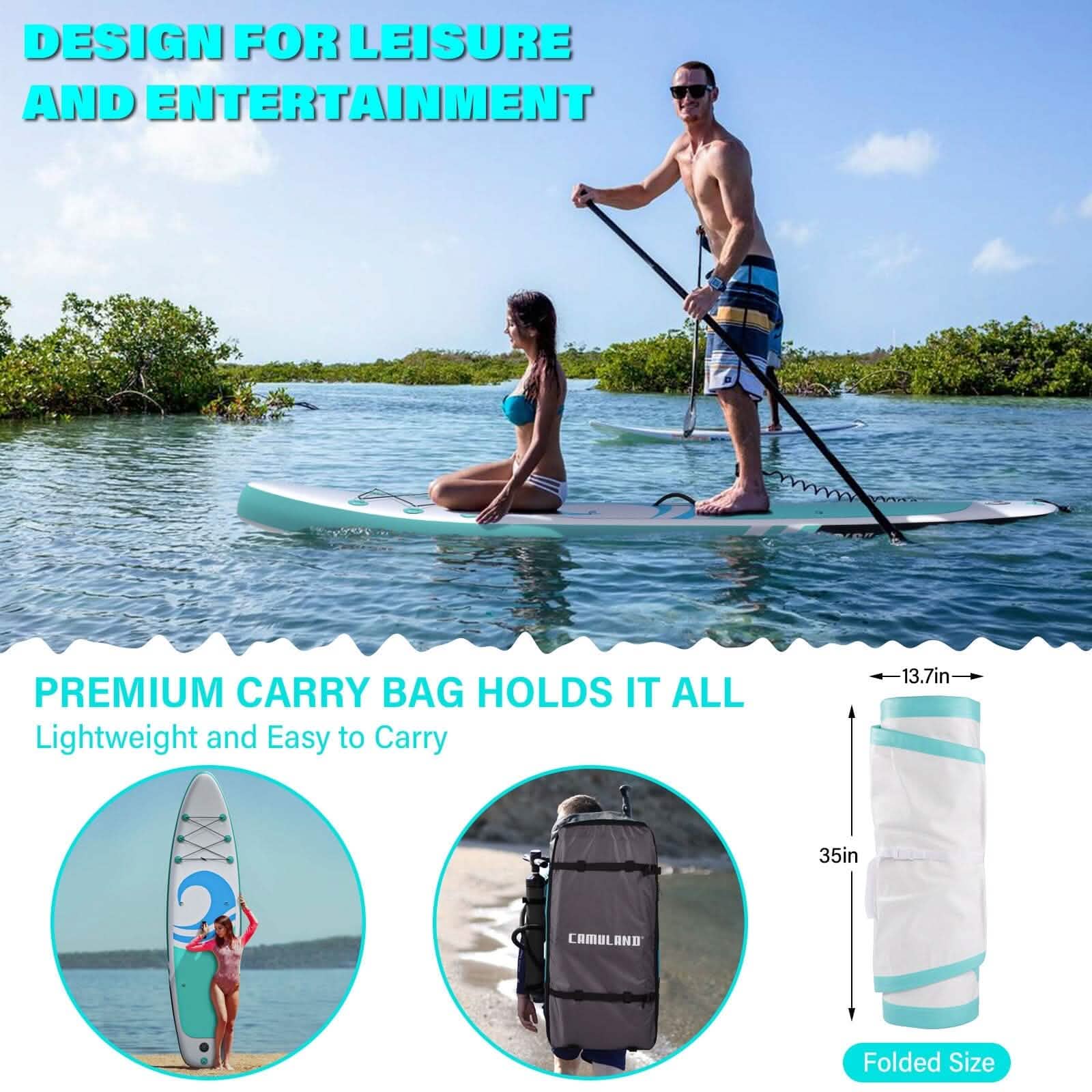 10’6” x 32”x 6” Paddle Boards for Adults with Premium SUP Accessories and Backpack by DailySale