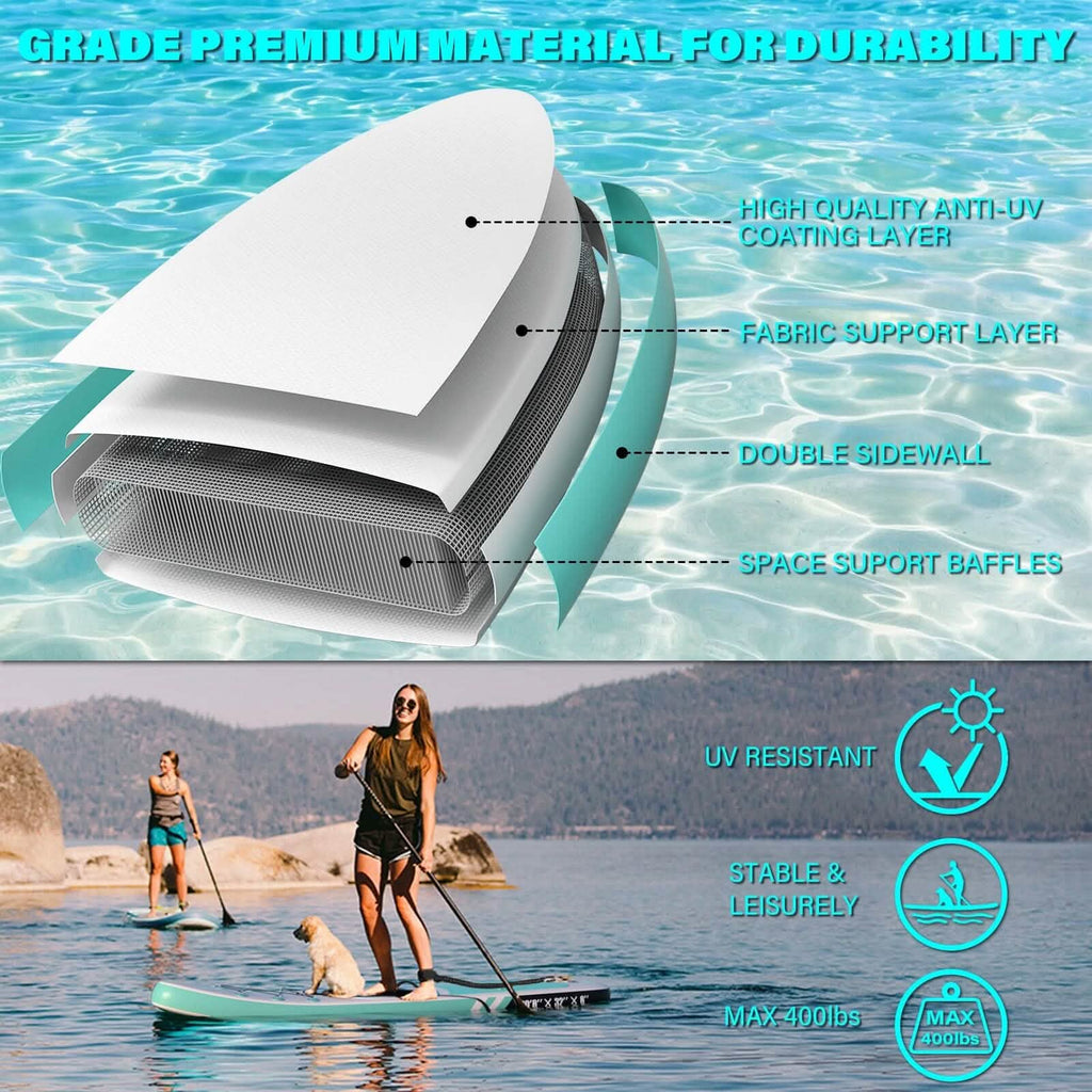 10’6” x 32”x 6” Paddle Boards for Adults with Premium SUP Accessories and Backpack by DailySale
