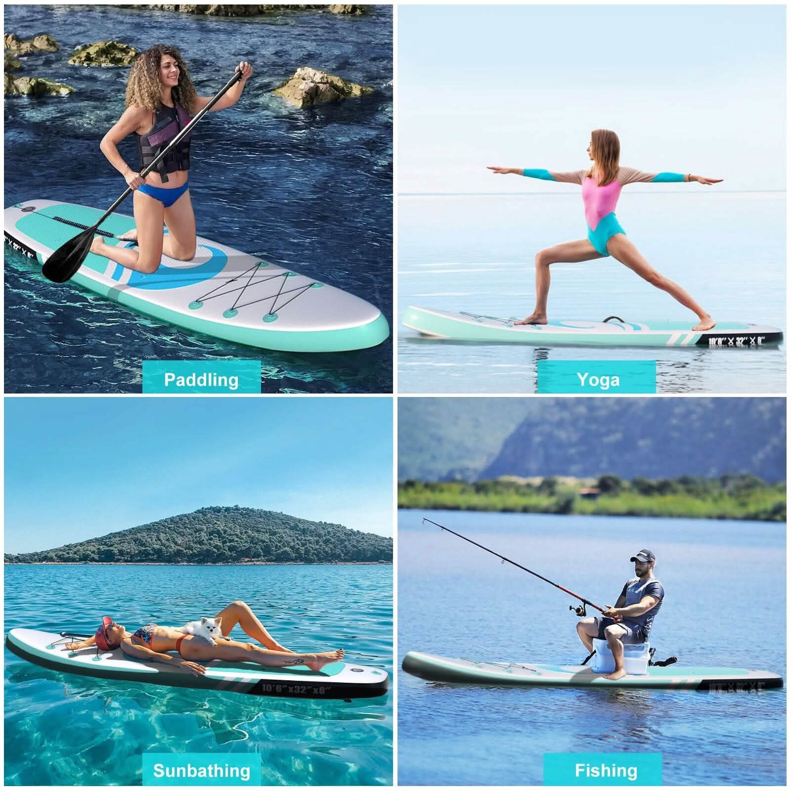 10’6” x 32”x 6” Paddle Boards for Adults with Premium SUP Accessories and Backpack by DailySale