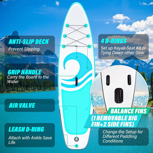 10’6” x 32”x 6” Paddle Boards for Adults with Premium SUP Accessories and Backpack by DailySale
