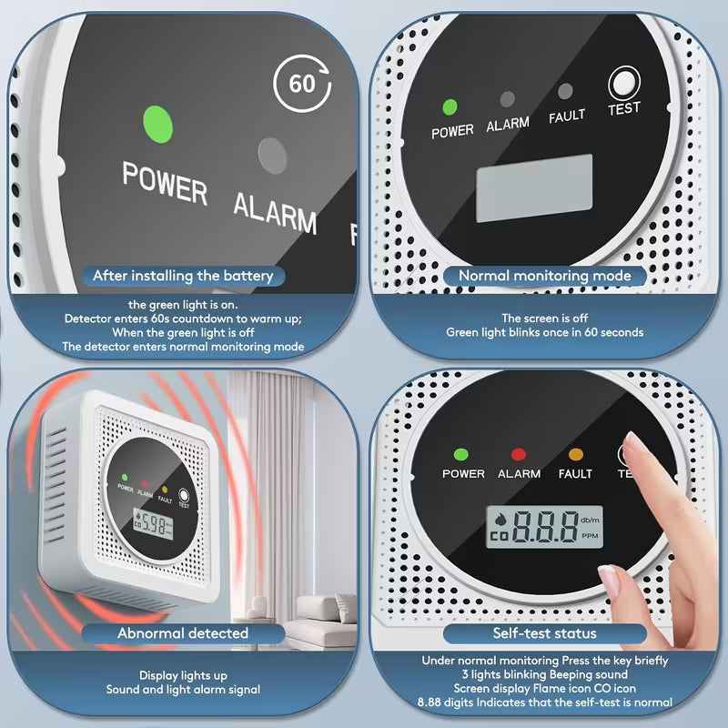 Dual Sensor Smoke & Carbon Monoxide Detector Alarm with LCD Display by DailySale