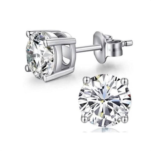 10K White Gold 1/2 Ct Round Created White Sapphire Stud Earrings by DailySale