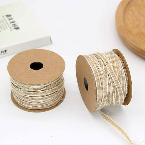 10M/Roll Width 0.5cm Jute Burlap Rolls Hessian Ribbon With Lace Vintage Rustic Wedding Decoration by DailySale