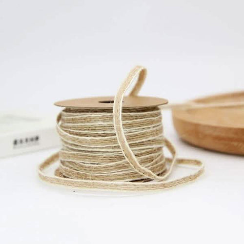 10M/Roll Width 0.5cm Jute Burlap Rolls Hessian Ribbon With Lace Vintage Rustic Wedding Decoration by DailySale