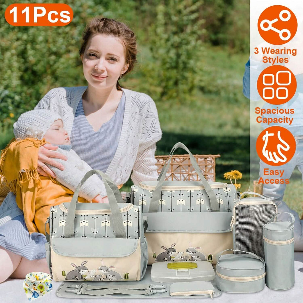 11-Piece Set: Multifunctional Diaper Handbags with Food Bag by DailySale