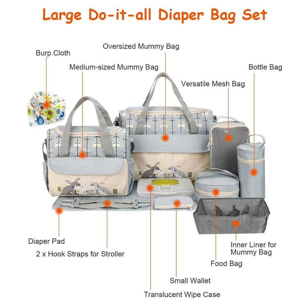 11-Piece Set: Multifunctional Diaper Handbags with Food Bag by DailySale