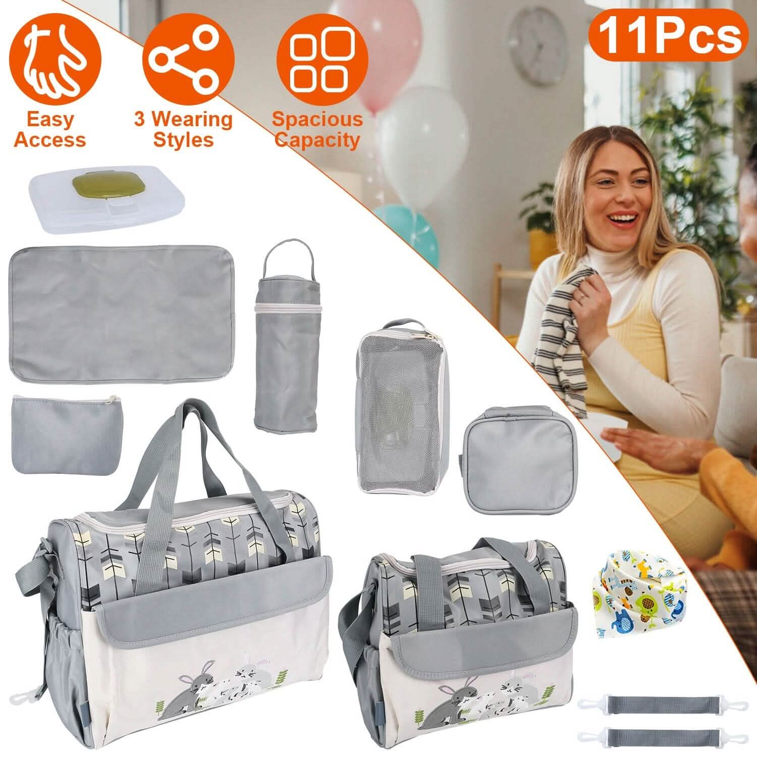 11-Piece Set: Multifunctional Diaper Handbags with Food Bag by DailySale
