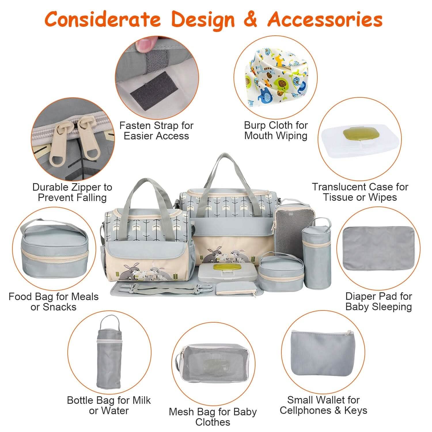 11-Piece Set: Multifunctional Diaper Handbags with Food Bag by DailySale
