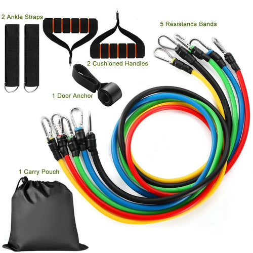 11-Piece Set: Resistance Bands Set Fitness by DailySale