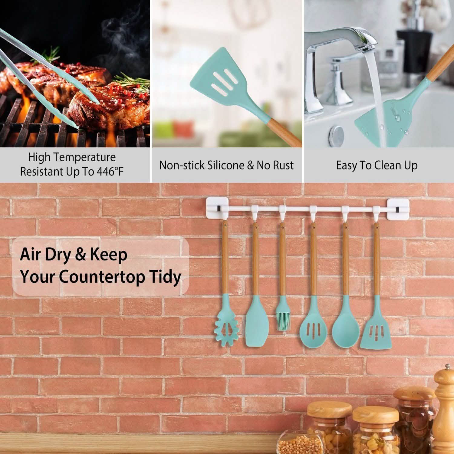 11-Piece: Silicone Cooking Utensil Set by DailySale