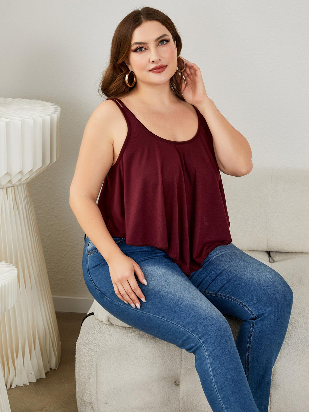 Plus Size Double-Strap Scoop Neck Cami See size chart under “more details”