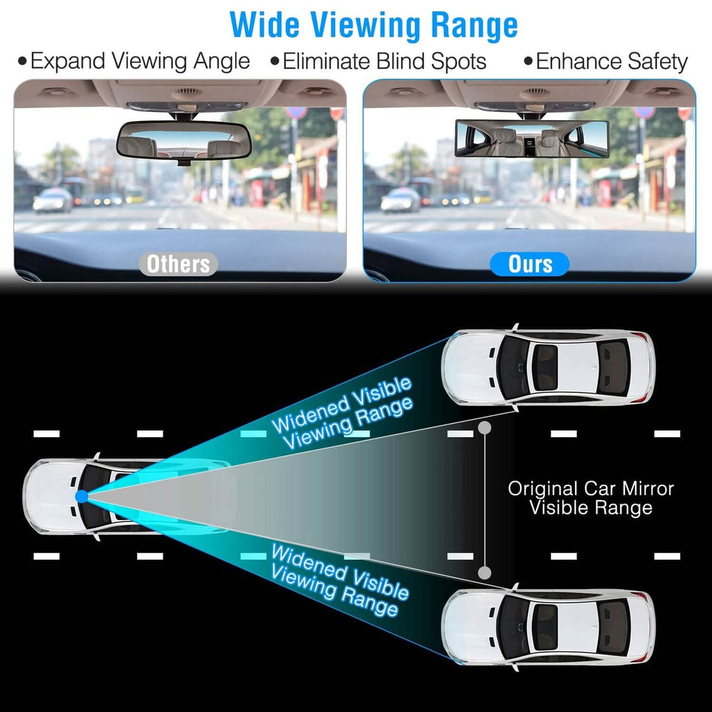 11.4-Inch Interior Clip-On Curve Car Rearview Mirror by DailySale