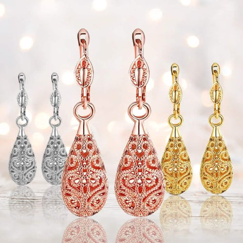 18K Gold Laser Cut Filigree Drop Earrings - Assorted Colors by DailySale