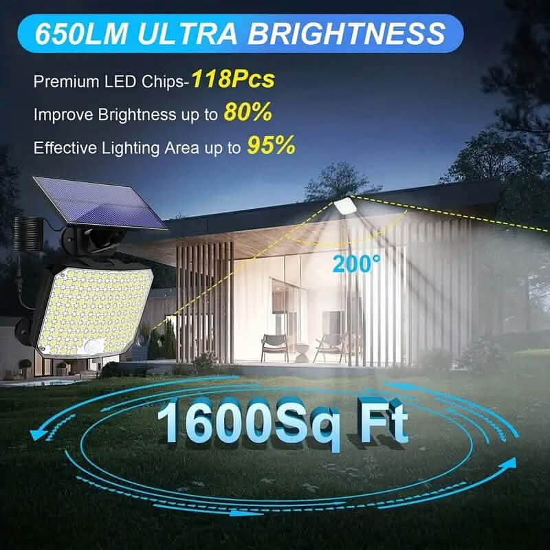 118 LED Solar Motion Sensor Flood Lights with Remote Control by DailySale