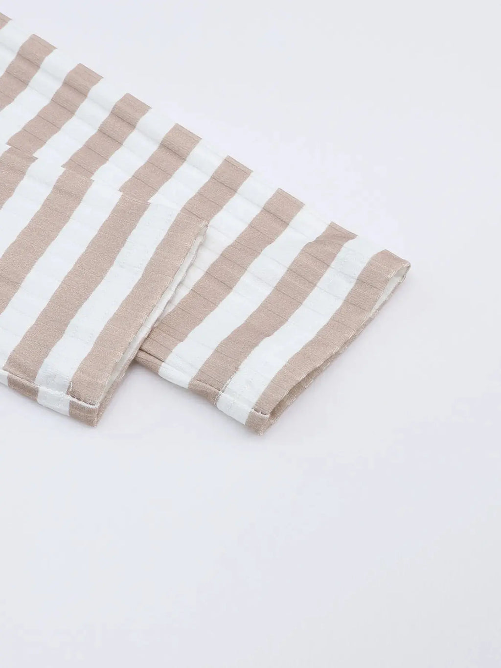 Striped Textured Knit Long Sleeve Tee