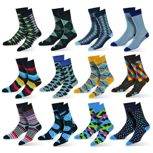 12-Pack: Cotton Fashion Patterned Men's Socks by DailySale