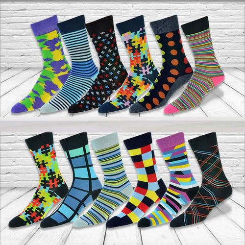 12-Pack: Cotton Fashion Patterned Men's Socks by DailySale