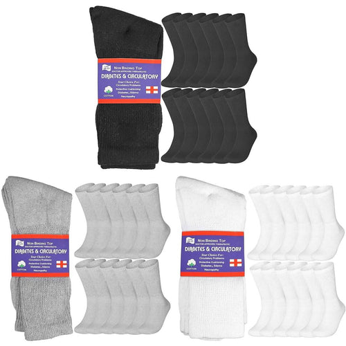 12-Pairs: Cotton Non-Binding Diabetic and Circulatory Crew Socks by DailySale